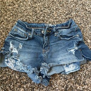 Astars Women's Frayed Blue Jean Shorts